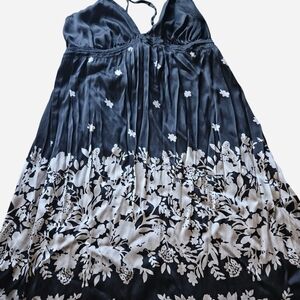 Express Black Slip Dress with White Print Accent